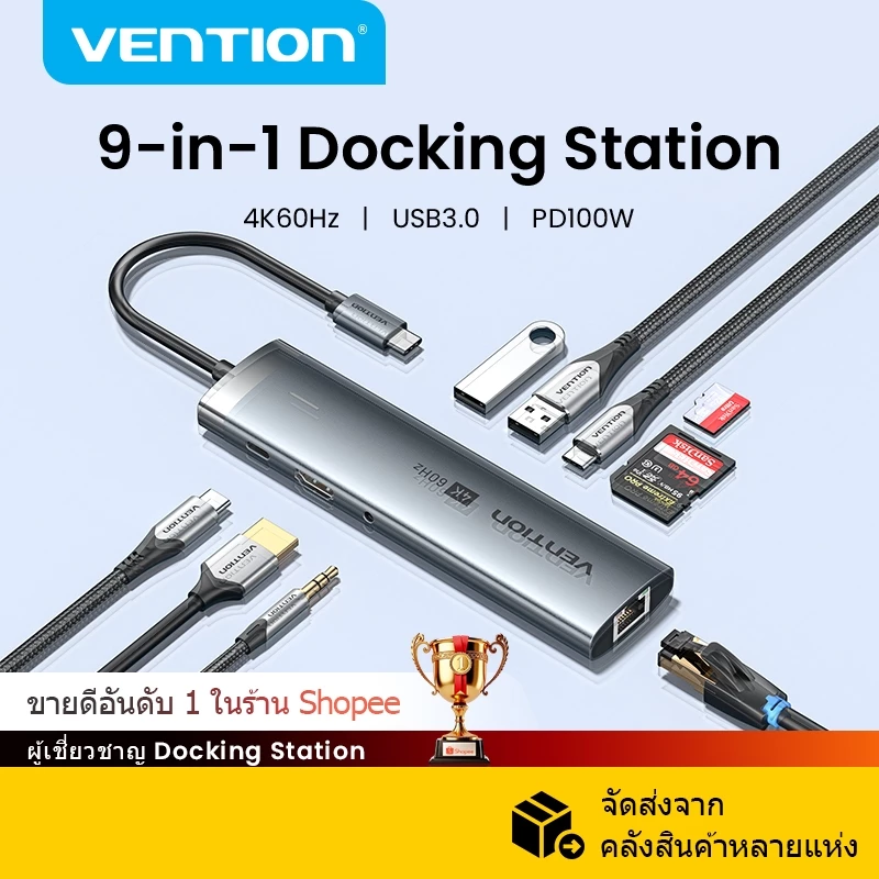 Vention USB-C Hub HDMI 4K 60Hz + PD 100W + RJ45